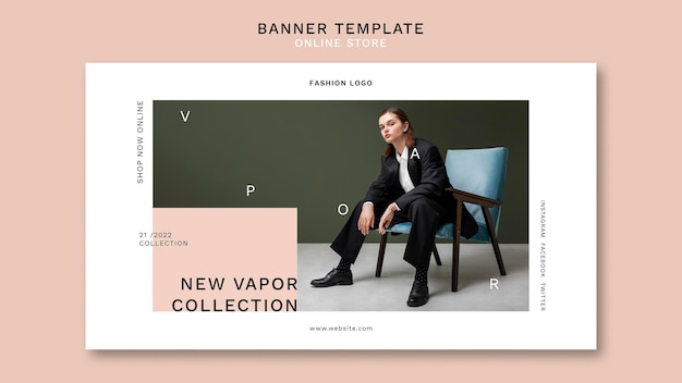 Banner orizzontale per negozio di moda online minimalista