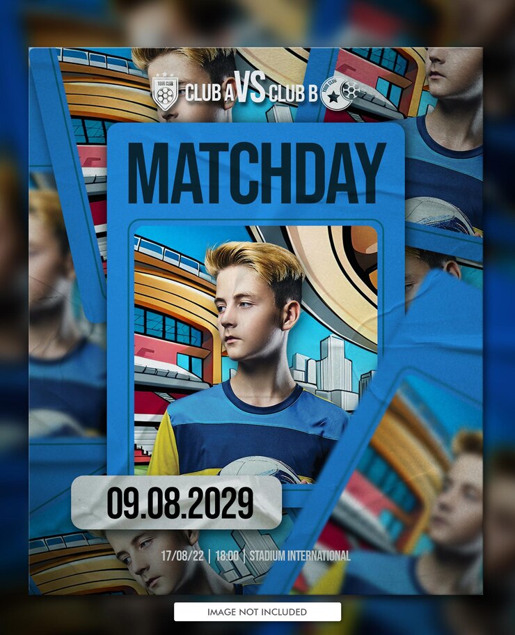 PSD banner ou folheto de mídia social quadrado do clube de futebol da jornada de futebol