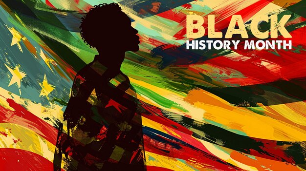 PSD banner ou fundo e modelo do mês negro da história