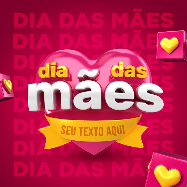 Banner para o dia das mães no brasil 3d render