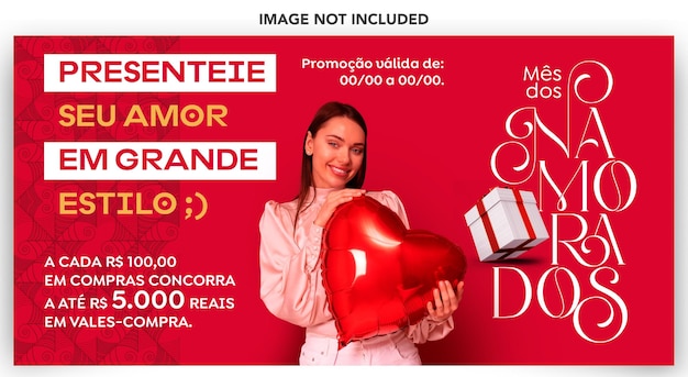 PSD banner para redes sociais mês dos namorados presenteie seu amor com estilo