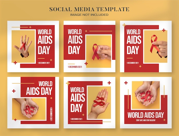 Banner per i social media della giornata mondiale contro l'AIDS e modello di post su instagram