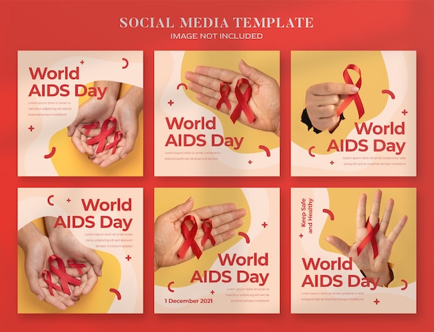 Banner per i social media della giornata mondiale contro l'AIDS e modello di post su instagram