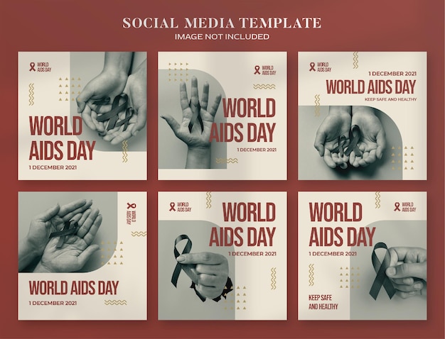 Banner per i social media della giornata mondiale contro l'AIDS e modello di post su instagram