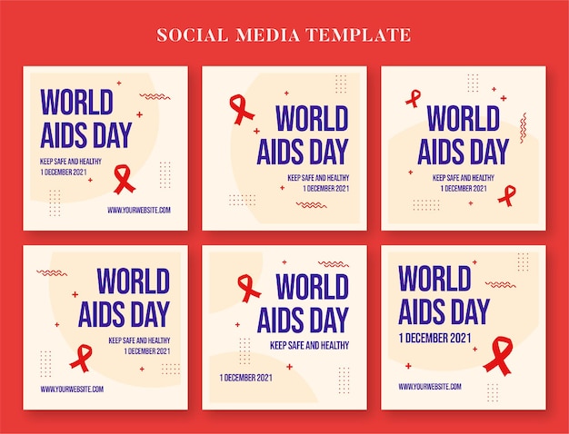 Banner per i social media della giornata mondiale contro l'AIDS e modello di post su instagram