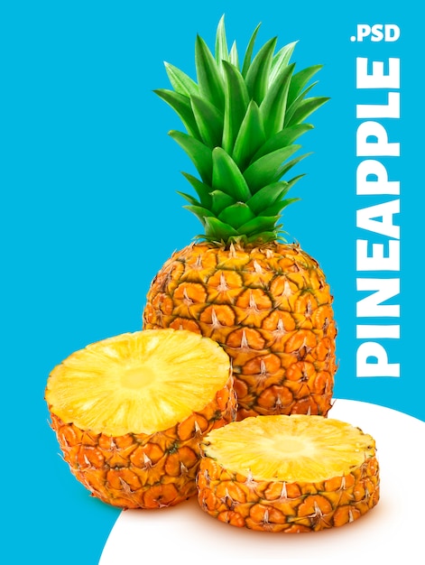 Banner de piña entera y en rodajas