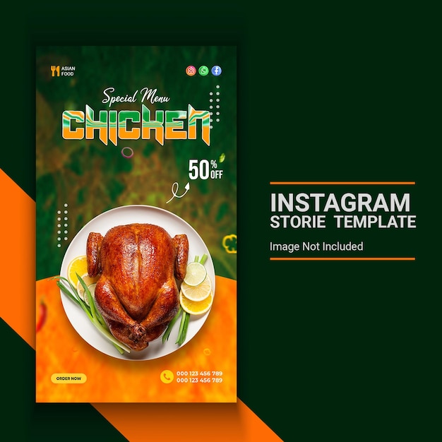 Banner de plantilla de historia de redes sociales de comida asiática
