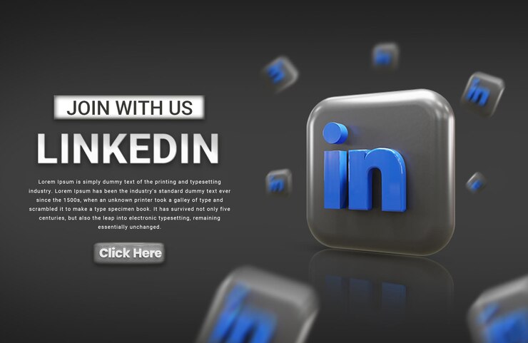 PSD banner de plantilla de marketing en redes sociales de linkedin publicación de marketing en redes sociales con icono 3d