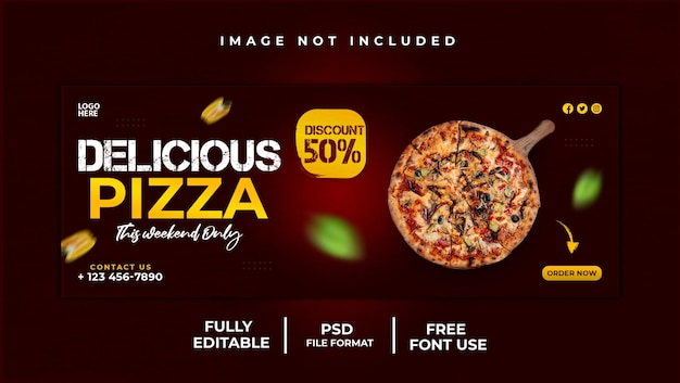 PSD banner y plantilla de portada de facebook de redes sociales de pizza