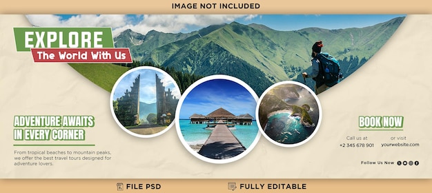 Banner de plantilla de publicación en Instagram o redes sociales para viajes y turismo