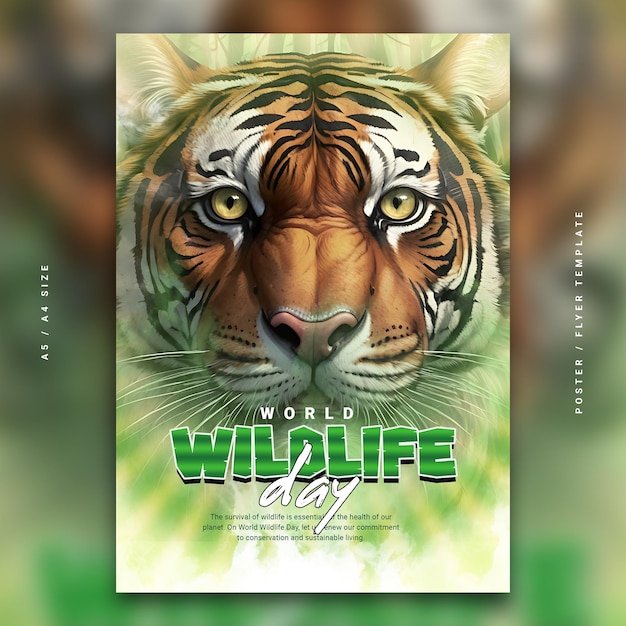 PSD banner de plantilla de publicación en redes sociales del día mundial de la vida silvestre y día de los animales