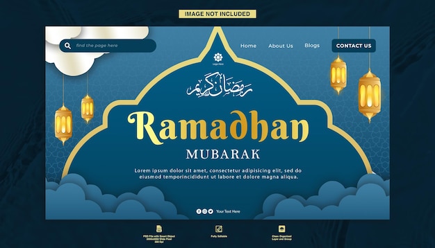 Banner de plantilla de Ramadán gradiente para el diseño de la página de aterrizaje
