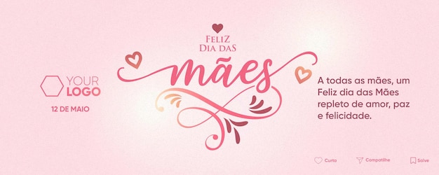 PSD banner de plantilla de redes sociales feliz día de la madre fondo rosado