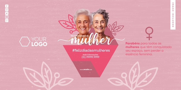 Banner de plantilla de redes sociales feliz día de la mujer 8 de marzo