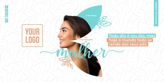 PSD banner de plantilla de redes sociales feliz día de la mujer para todos