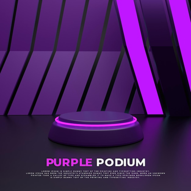 PSD banner de podio de neón púrpura de lujo 3d