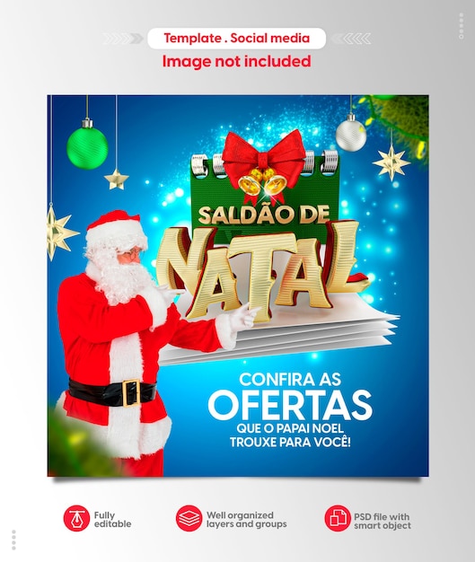 Banner portugués para redes sociales instagram navidad con texto editable