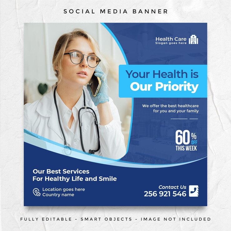 Banner post Instagram sui social media per la salute medica