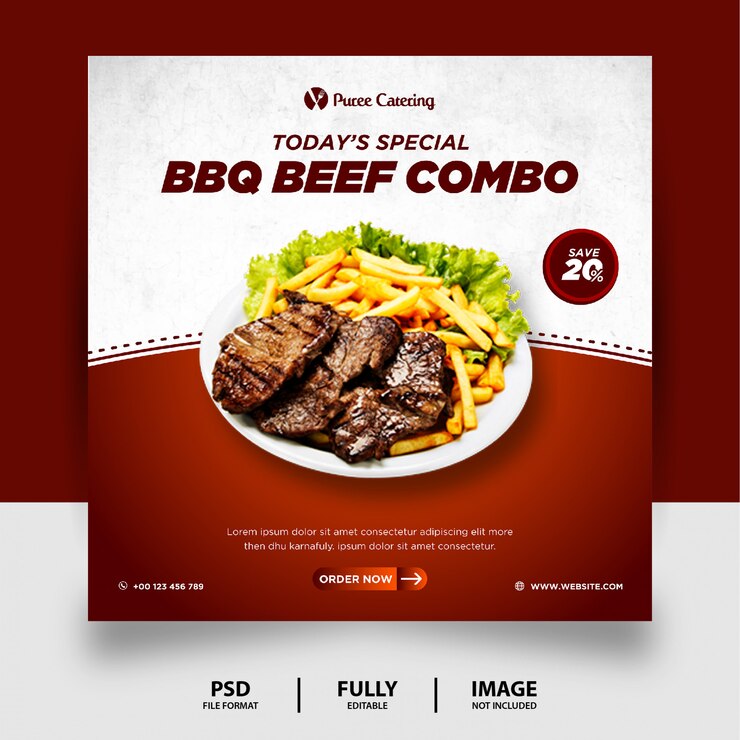 Banner post social media di colore cioccolato speciale barbecue cibo