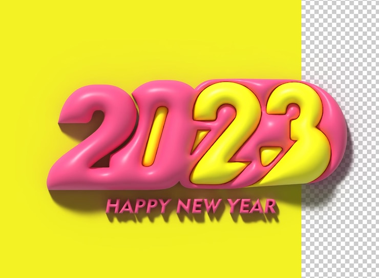 PSD banner poster ilustrasi 3d desain tipografi teks render 3d selamat tahun baru 2023
