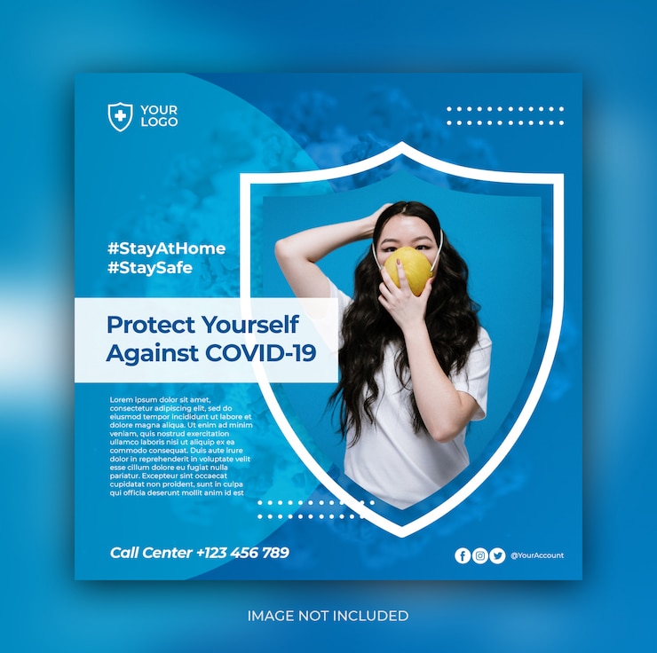 PSD banner de prevención de salud o folleto cuadrado para plantilla de publicación de redes sociales