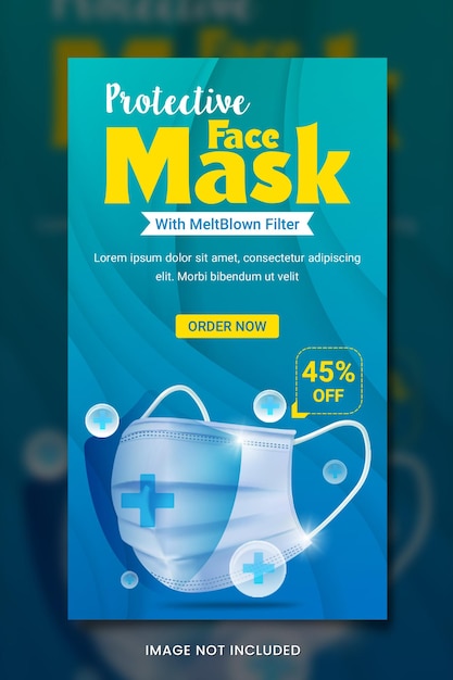 PSD banner de producto médico de máscara protectora