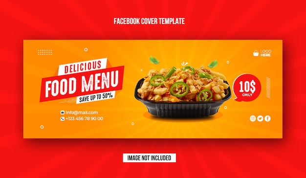 PSD banner de promoción de alimentos y plantilla de portada de facebook