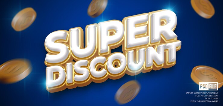 PSD banner de promoción especial de súper descuento con efecto de texto de estilo 3d editable de texto personalizado