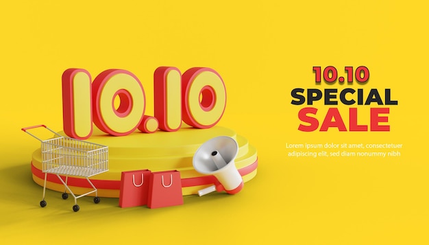 Banner de promoción de venta especial 1010 con podio.