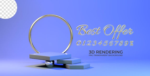 Banner de promoción de venta con fondo transparente de podio 3d
