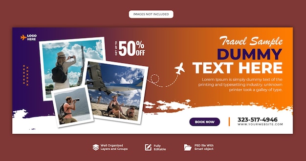 Banner PSD gratuito para modelo travel_tour_journey_immigration_study no exterior em camadas editáveis