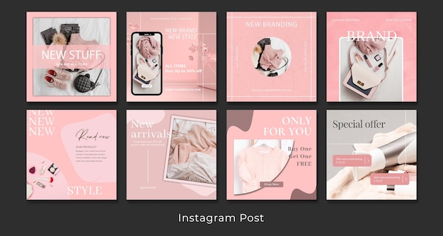 PSD banner de publicación de redes sociales de belleza rosa colorida para marco cuadrado de instagram