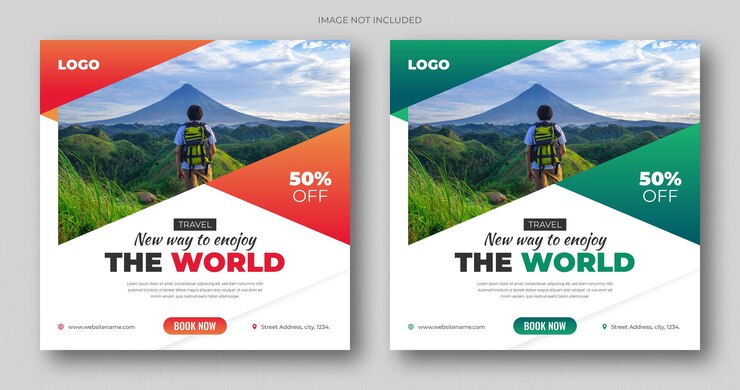 Banner de publicación de redes sociales o plantilla de diseño de volante cuadrado para viajes, vacaciones, vacaciones