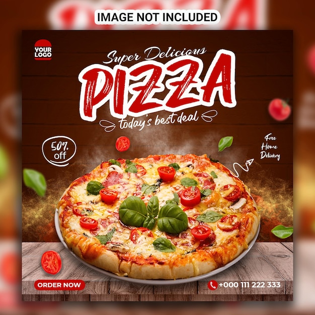 Banner de publicación de redes sociales de pizza súper deliciosa