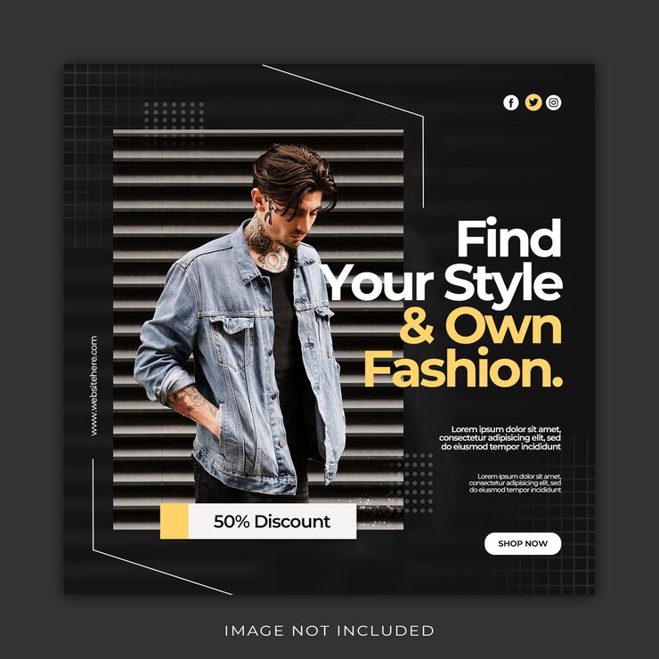 Banner de publicación de redes sociales de venta de moda dinámica PSD