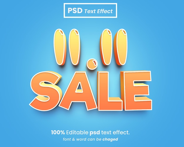 PSD banner de publicación de venta flash 1111 con efecto de texto 3d