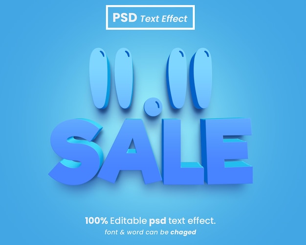 Banner de publicación de venta flash 1111 con efecto de texto 3D