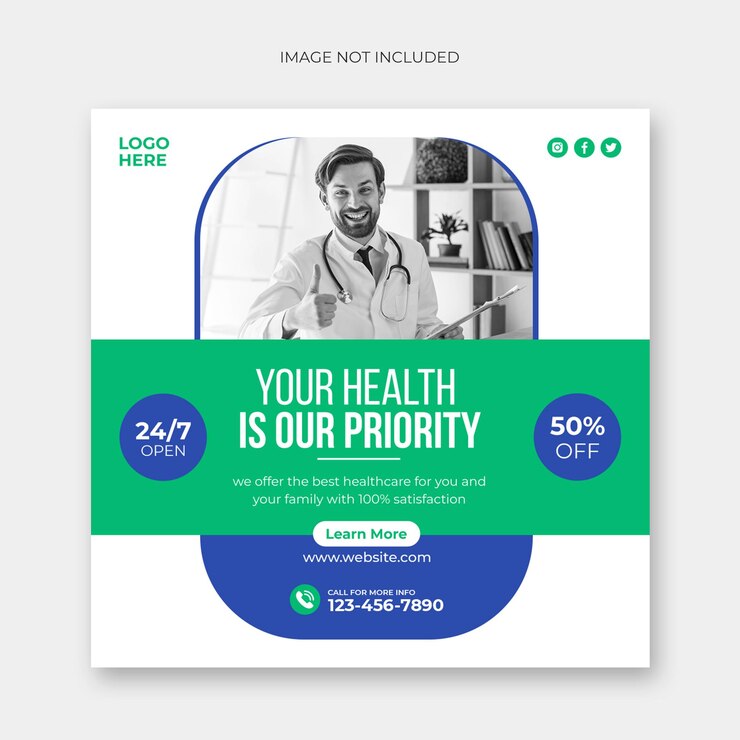 Banner de publicaciones médicas en redes sociales y plantilla de banner web