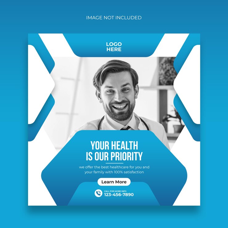 Banner de publicaciones médicas en redes sociales y plantilla de banner web