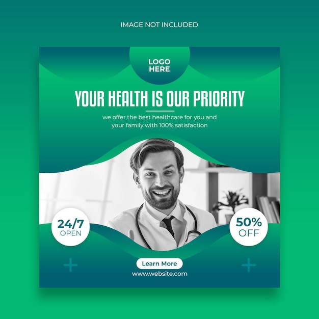 Banner de publicaciones médicas en redes sociales y plantilla de banner web