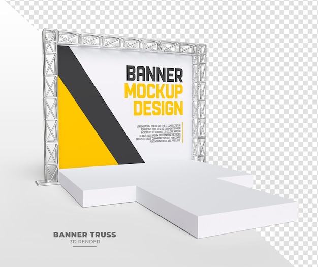Banner de publicidad exterior con sistema de armadura de metal realista con fondo transparente