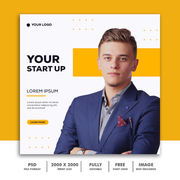 Banner quadrado de postagem de modelo para instagram, homem de negócios corporativos arranque elegante moderno simples