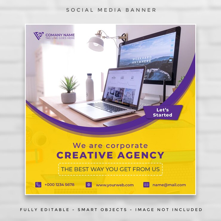 Banner quadrato di marketing aziendale digitale