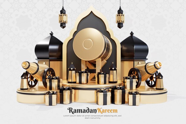 PSD banner de ramadan kareem avec un cadeau