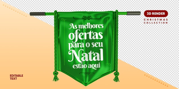 PSD banner real de navidad aislado elemento 3d para composición con texto editable