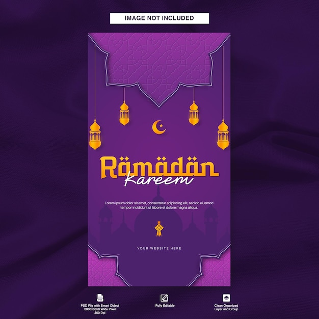 Banner realista de Ramadán Kareem para el diseño de plantillas de historias de Instagram
