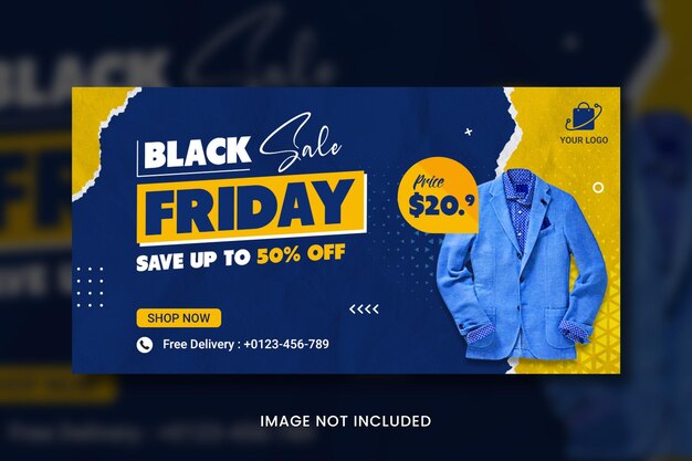 PSD banner de rebajas del black friday