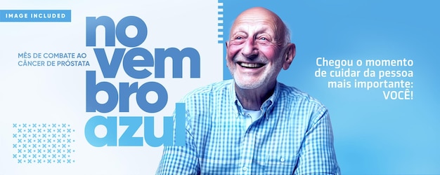 PSD banner de redes sociales azul noviembre ha llegado el momento.