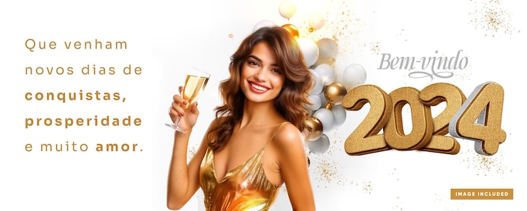 PSD banner de las redes sociales bienvenido 2024 feliz año nuevo