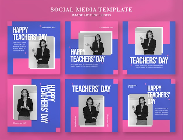 Banner de redes sociales del día del maestro y plantilla de publicación de instagram